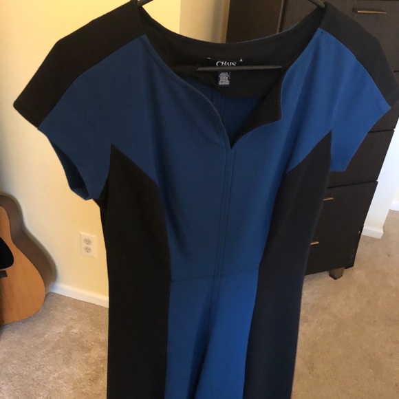 Elegant fit n flare black and blue dress - Picture 4 of 5